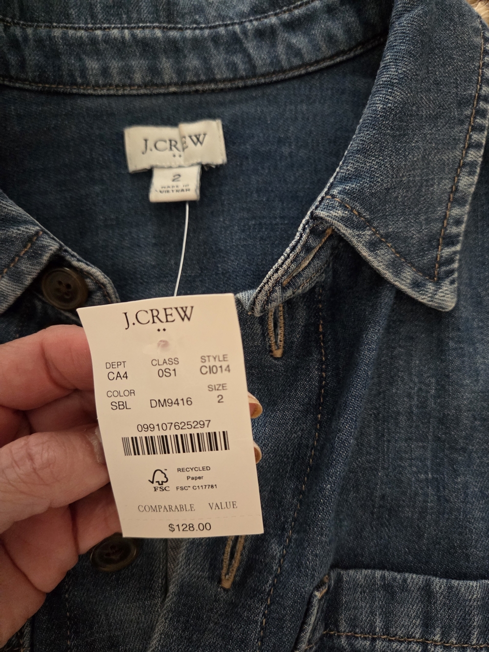 NWT J. Crew Denim Shirt Dress with Tie Belt - Blue - Picture 7 of 7